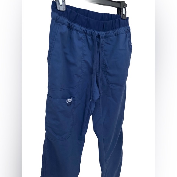 💙B1G2🆓  Women’s Navy Blue Cherokee 5 Pocket Tall Flare Scrub Pants - Picture 2 of 4
